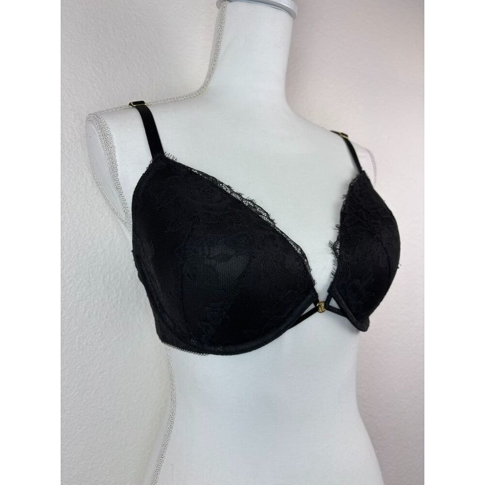 Victoria's‎ Secret 36D black lace very sexy low cup demi underwire bra - Picture 2 of 7